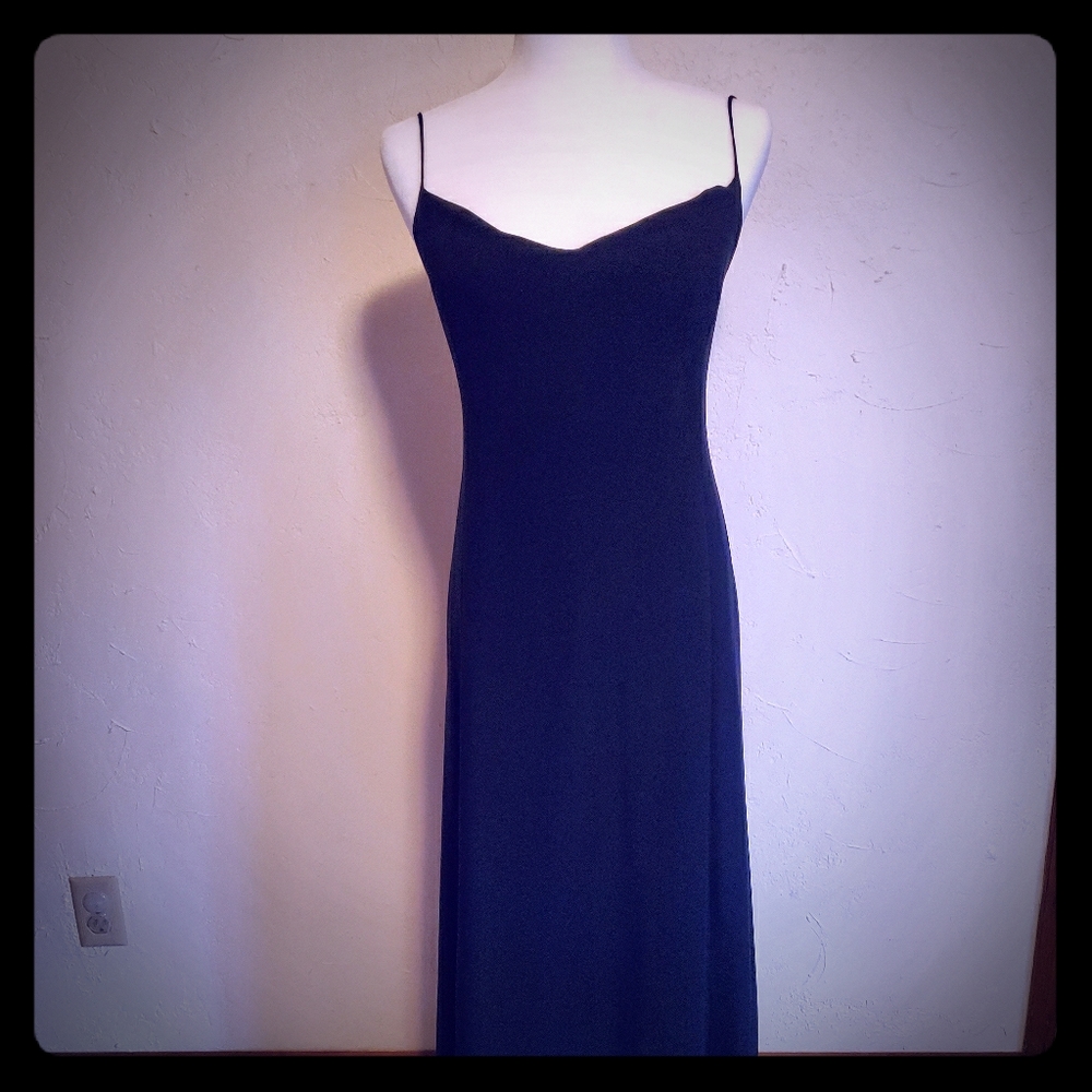 Black floor length silk gown